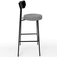 Banqueta Alta Bar Cozinha Sala De Jantar Em Aço Milão L02 Couríssimo Preto Pied Poule - Lyam Decor - 7