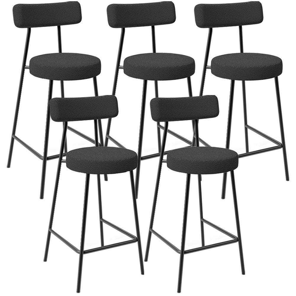 Kit 05 Banquetas Baixa Para Cozinha Sala De Jantar Bancada Milão L02 Bouclê Preto - Lyam Decor - 1