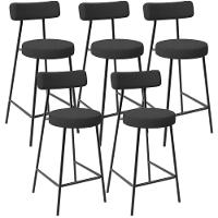 Kit 05 Banquetas Baixa Para Cozinha Sala De Jantar Bancada Milão L02 Bouclê Preto - Lyam Decor - 1