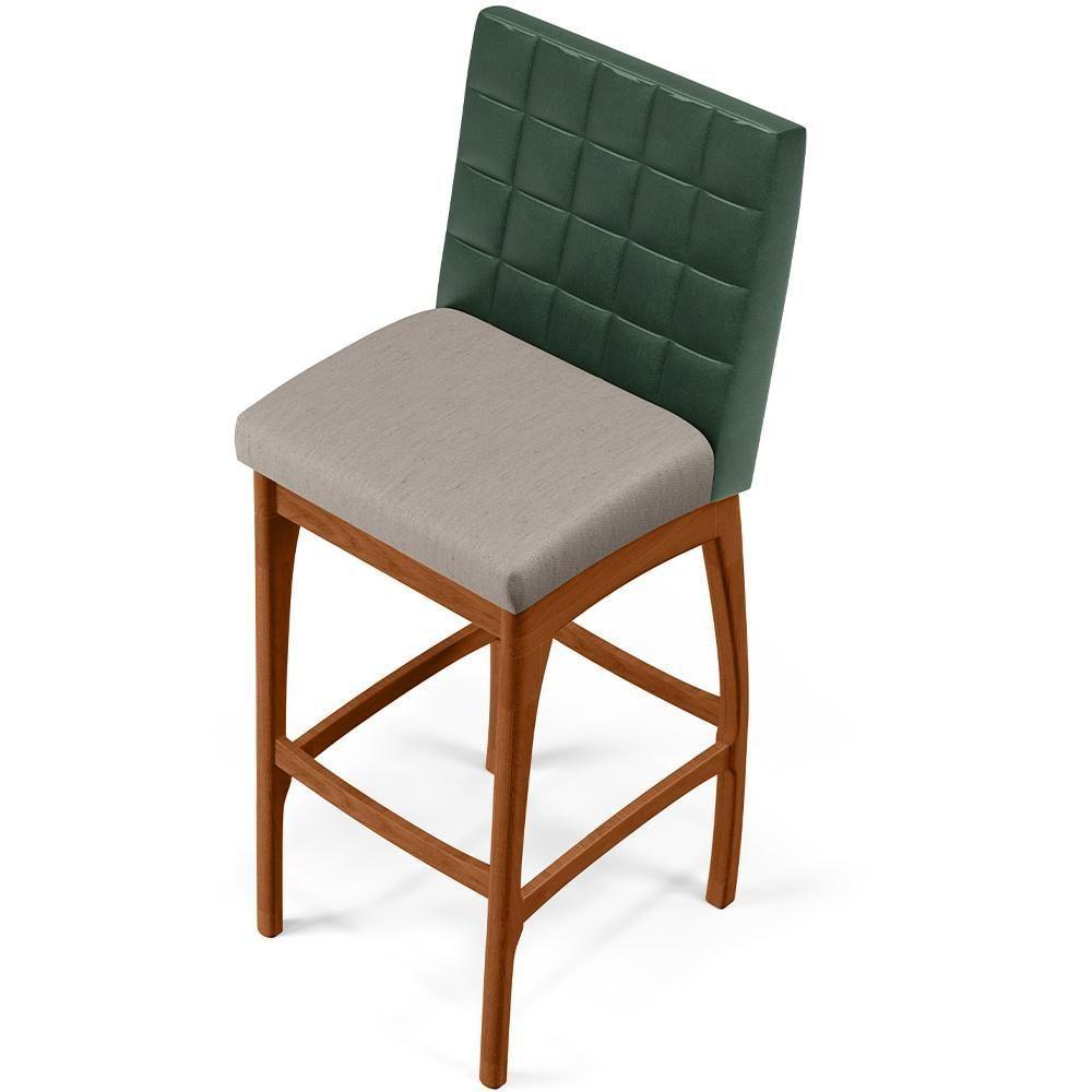 Kit 03 Banquetas Altas Mila Facto Verde Musgo Linho Bege - 3