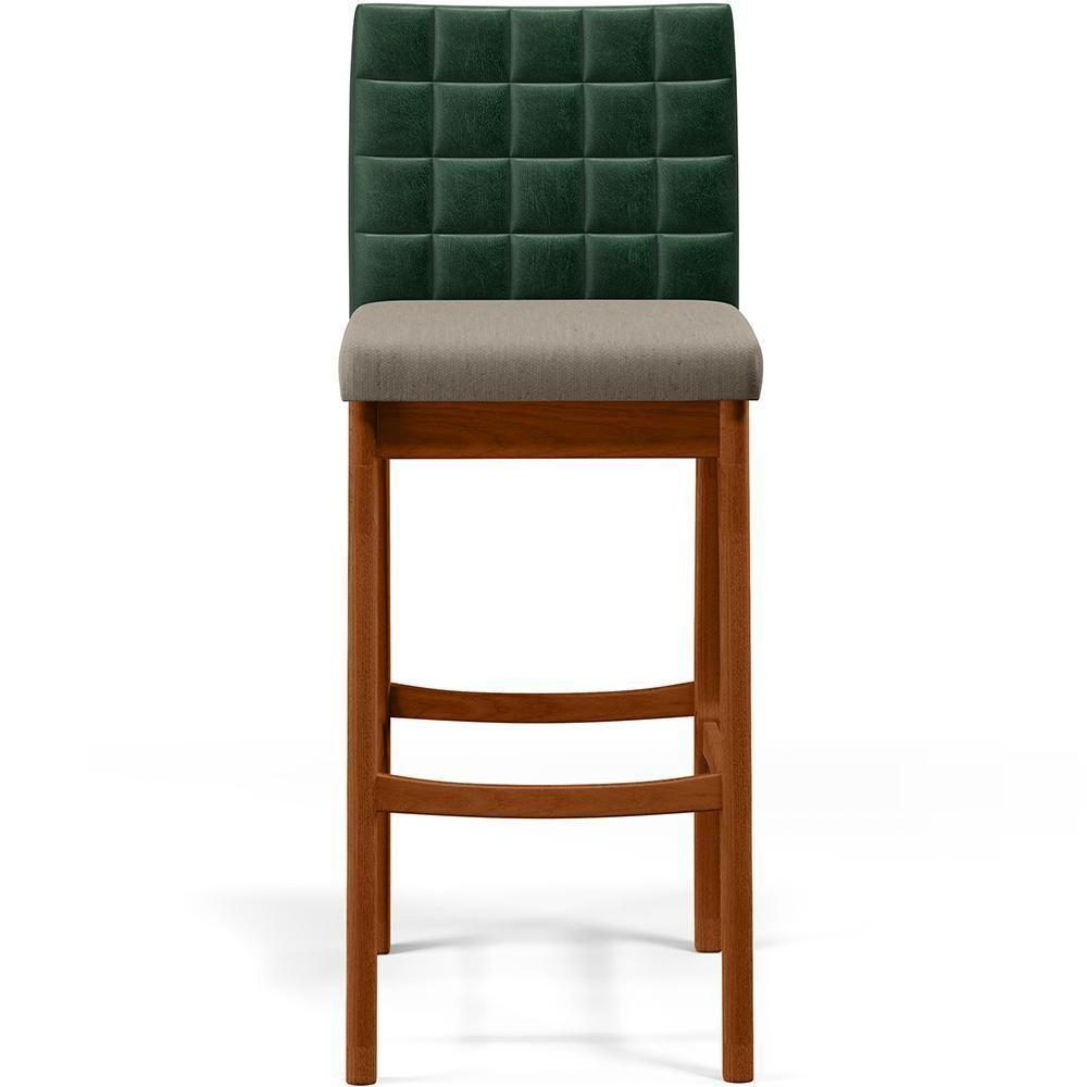 Kit 03 Banquetas Altas Mila Facto Verde Musgo Linho Bege - 5