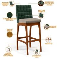 Kit 03 Banquetas Altas Mila Facto Verde Musgo Linho Bege - 7