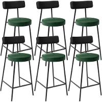 Kit 06 Banquetas Baixa Cozinha Sala Jantar Bancada Milão L02 Couríssimo Preto Verde - Lyam Decor - 1