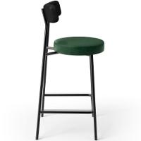 Kit 06 Banquetas Baixa Cozinha Sala Jantar Bancada Milão L02 Couríssimo Preto Verde - Lyam Decor - 6