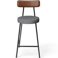 Kit 05 Banquetas Baixa Cozinha Sala Jantar Milão L02 Couríssimo Marrom Linho Cinza Escuro - 8