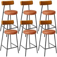 Kit 06 Banquetas Baixa Cozinha Sala Jantar Bancada Milão L02 Couríssimo Whisky Camel - Lyam Decor - 1