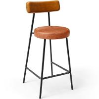 Kit 06 Banquetas Baixa Cozinha Sala Jantar Bancada Milão L02 Couríssimo Whisky Camel - Lyam Decor - 3