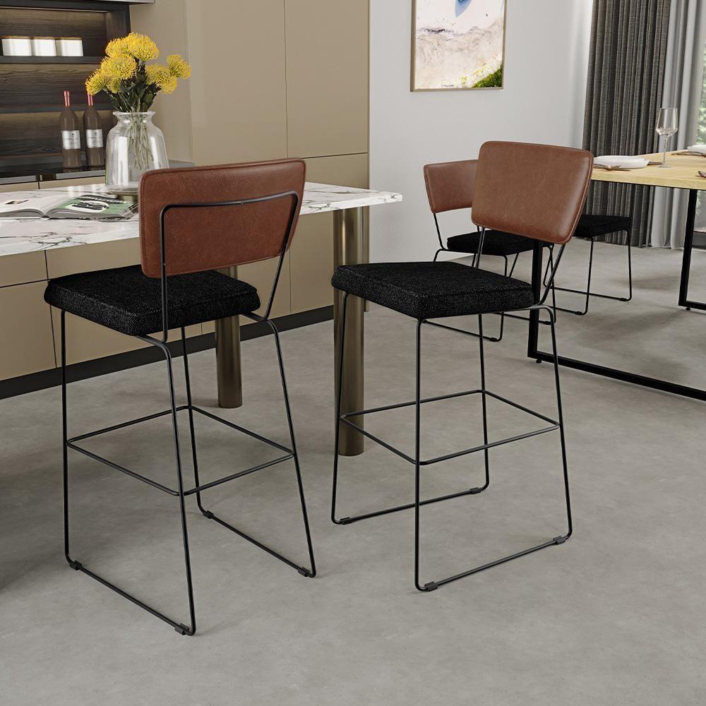 Kit 02 Banqueta Alta Cozinha Allana L02 Marrom Linho Chumbo - 9