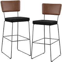 Kit 02 Banqueta Alta Cozinha Allana L02 Marrom Linho Chumbo - 1