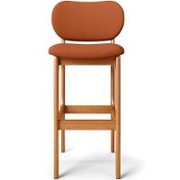 Kit 03 Banquetas Alta Bar Cozinha Sala Jantar Fixa Betta L02 Imbuia Tecido Terracota