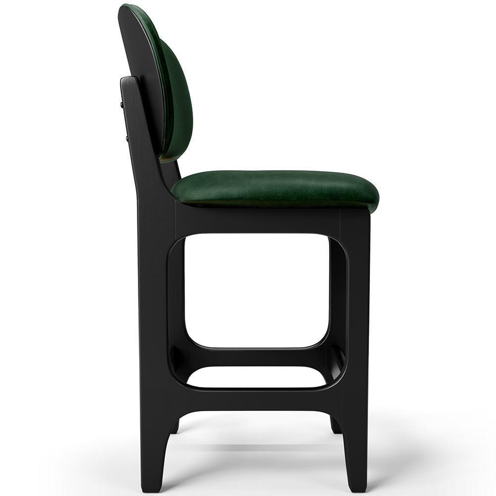 Banqueta Baixa Bar Cozinha E Sala De Jantar Fixa Betta L02 Preto Facto Verde Musgo - Lyam Decor - 1