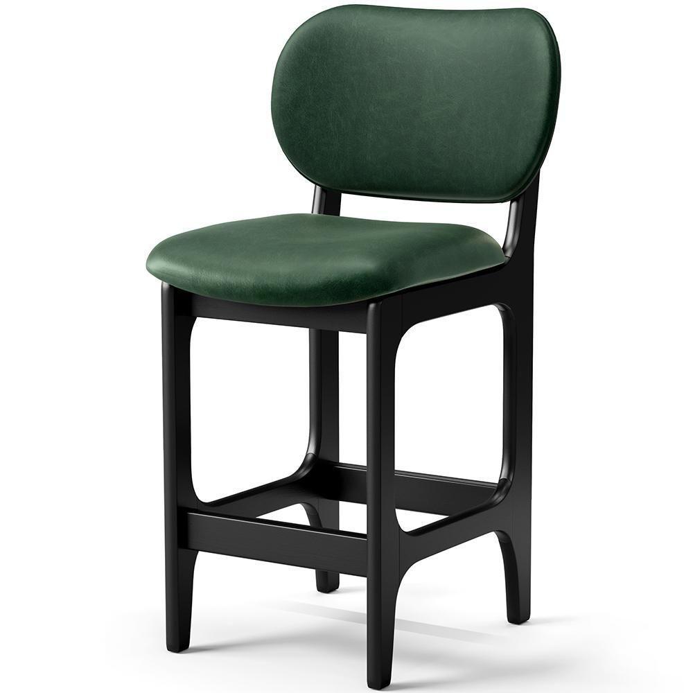 Banqueta Baixa Bar Cozinha E Sala De Jantar Fixa Betta L02 Preto Facto Verde Musgo - Lyam Decor - 4