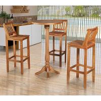 Conjunto Bistrô Mesa Com 3 Banquetas Confort Ripada Castanha - Marrom - 1