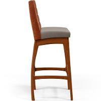 Kit 04 Banquetas Altas Mila Camel Linho Bege