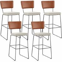 Kit 05 Banquetas Altas Allana L02 Camel Champagne - 1