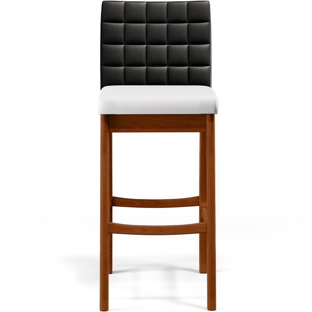 Kit 02 Banquetas Altas Cozinha Mila B04 Preto Corano Branco - 5