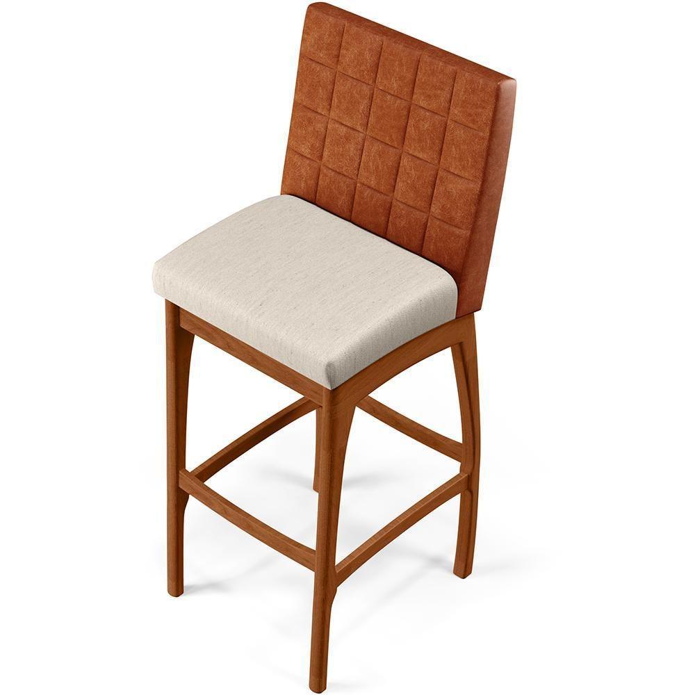 Kit 05 Banquetas Altas Mila Camel Linho Cru - 3