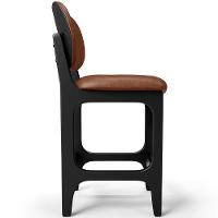 Banqueta Baixa Bar Cozinha E Sala De Jantar Fixa Betta L02 Preto Couríssimo Marrom - Lyam Decor - 1