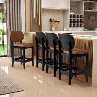 Banqueta Baixa Bar Cozinha E Sala De Jantar Fixa Betta L02 Preto Couríssimo Marrom - Lyam Decor