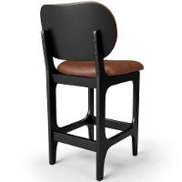 Banqueta Baixa Bar Cozinha E Sala De Jantar Fixa Betta L02 Preto Couríssimo Marrom - Lyam Decor - 12