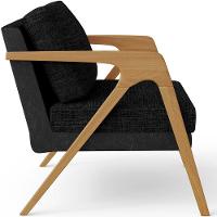 Kit 02 Poltronas Sala L02 Couríssimo Preto Linho Chumbo - 3