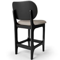 Banqueta Baixa Bar Cozinha E Sala De Jantar Fixa Betta L02 Preto Linho Bege - Lyam Decor - 7