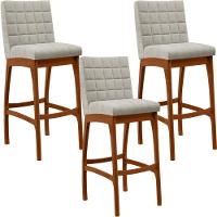 Kit 03 Banquetas Altas Cozinha B04 Bouclê Creme - 1