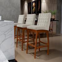 Kit 03 Banquetas Altas Cozinha B04 Bouclê Creme - 8