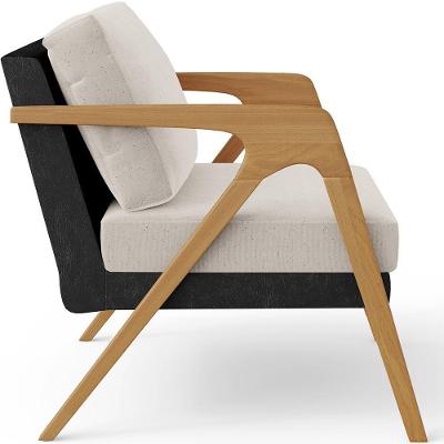 Kit 4 Poltronas Decorativas Pietra L02 Couríssimo Preto Linho Cru Lyam Decor