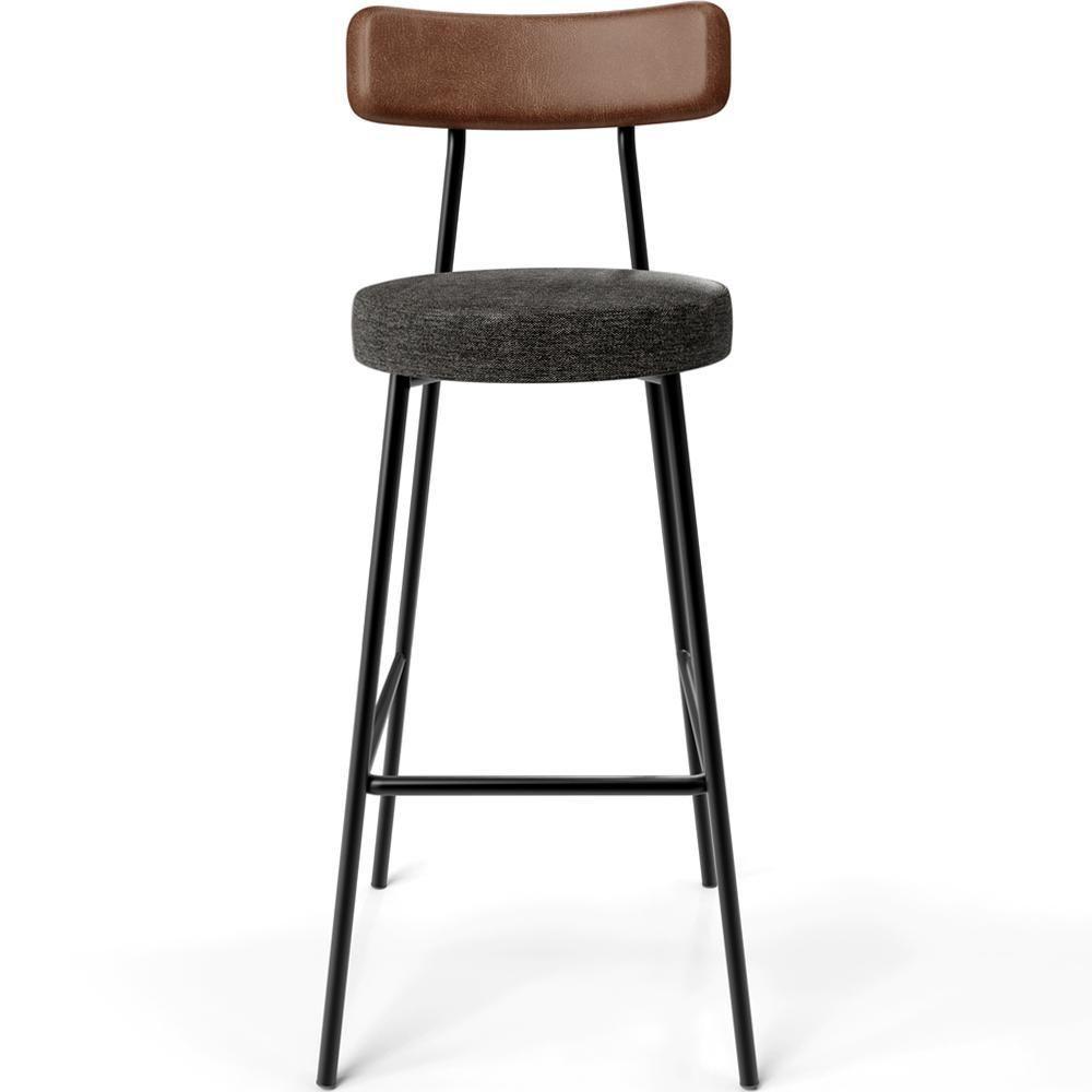 Kit 06 Banquetas Alta Cozinha Sala De Jantar Milão L02 Couríssimo Marrom Linho Chumbo - Lyam Decor - 8