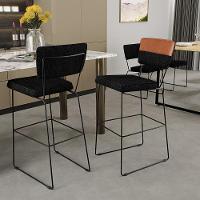 Kit 03 Banquetas Altas Faixa Camel Linho Chumbo - 8