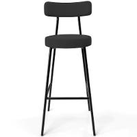 Kit 05 Banquetas Altas Cozinha Bar Sala De Jantar Em Aço Milão L02 Suede Preto - Lyam Decor - 3