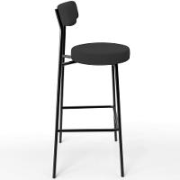 Kit 05 Banquetas Altas Cozinha Bar Sala De Jantar Em Aço Milão L02 Suede Preto - Lyam Decor - 5