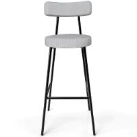 Kit 05 Banquetas Altas Cozinha Bar Sala De Jantar Em Aço Milão L02 Linho Cinza - Lyam Decor - 3