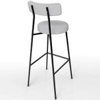 Kit 05 Banquetas Altas Cozinha Bar Sala De Jantar Em Aço Milão L02 Linho Cinza - Lyam Decor - 6