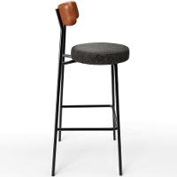 Kit 05 Banquetas Alta Cozinha Sala De Jantar Milão L02 Couríssimo Camel Linho Chumbo - Lyam Decor - 7