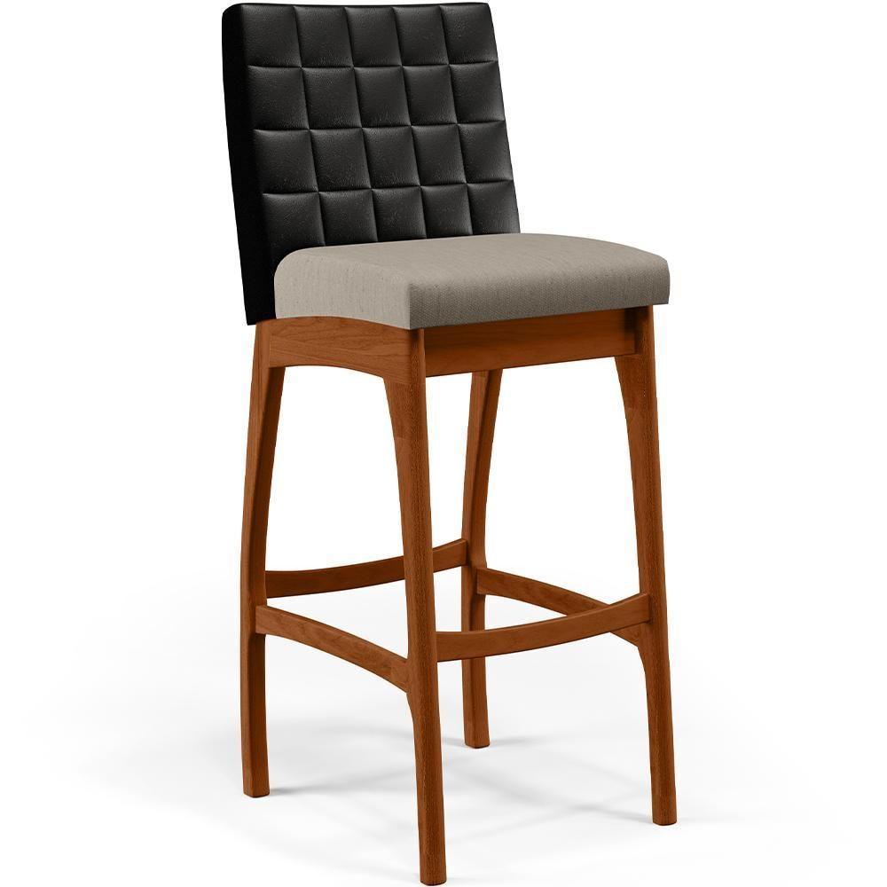 Banqueta Alta Para Cozinha B04 Preto Bege - 1