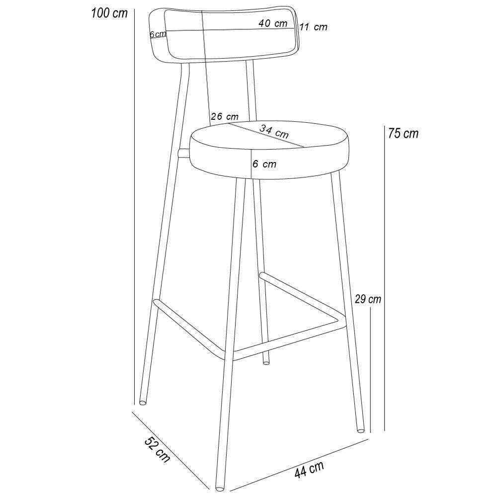 Kit 06 Banquetas Alta Bar Cozinha Sala De Jantar Milão L02 Couríssimo Camel Marrom - Lyam Decor - 6