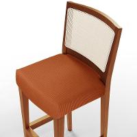 Kit 06 Banquetas Alta Para Cozinha Encosto Em Tela Branco Zion L02 Tecido Terracota - Lyam Decor - 3