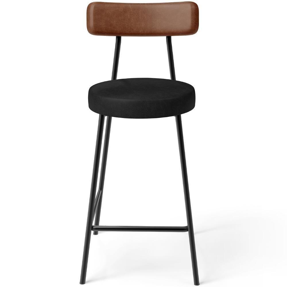 Kit 05 Banquetas Baixa Cozinha Sala Jantar Bancada Milão L02 Couríssimo Marrom Preto - Lyam Decor - 5