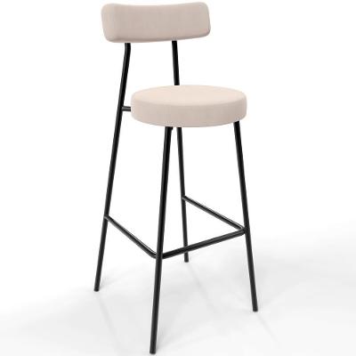 Banqueta Baixa Bar Cozinha Sala De Jantar Estrutura Em Aço Milão L02 Suede Bege