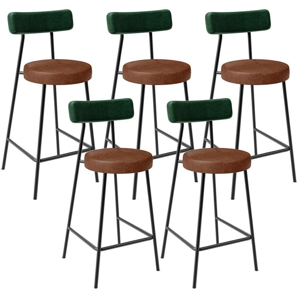 Kit 05 Banquetas Baixa Cozinha Sala Jantar Bancada Milão L02 Facto Verde Marrom - Lyam Decor - 1