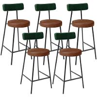 Kit 05 Banquetas Baixa Cozinha Sala Jantar Bancada Milão L02 Facto Verde Marrom - Lyam Decor - 1