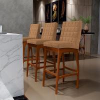 Banqueta Alta Para Cozinha Sala De Jantar Fixa Mila B04 Bouclê Mostarda - 8