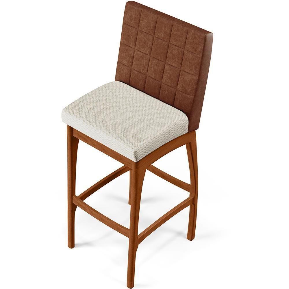 Kit 06 Banquetas Altas Mila Marrom Linho Champagne - 3