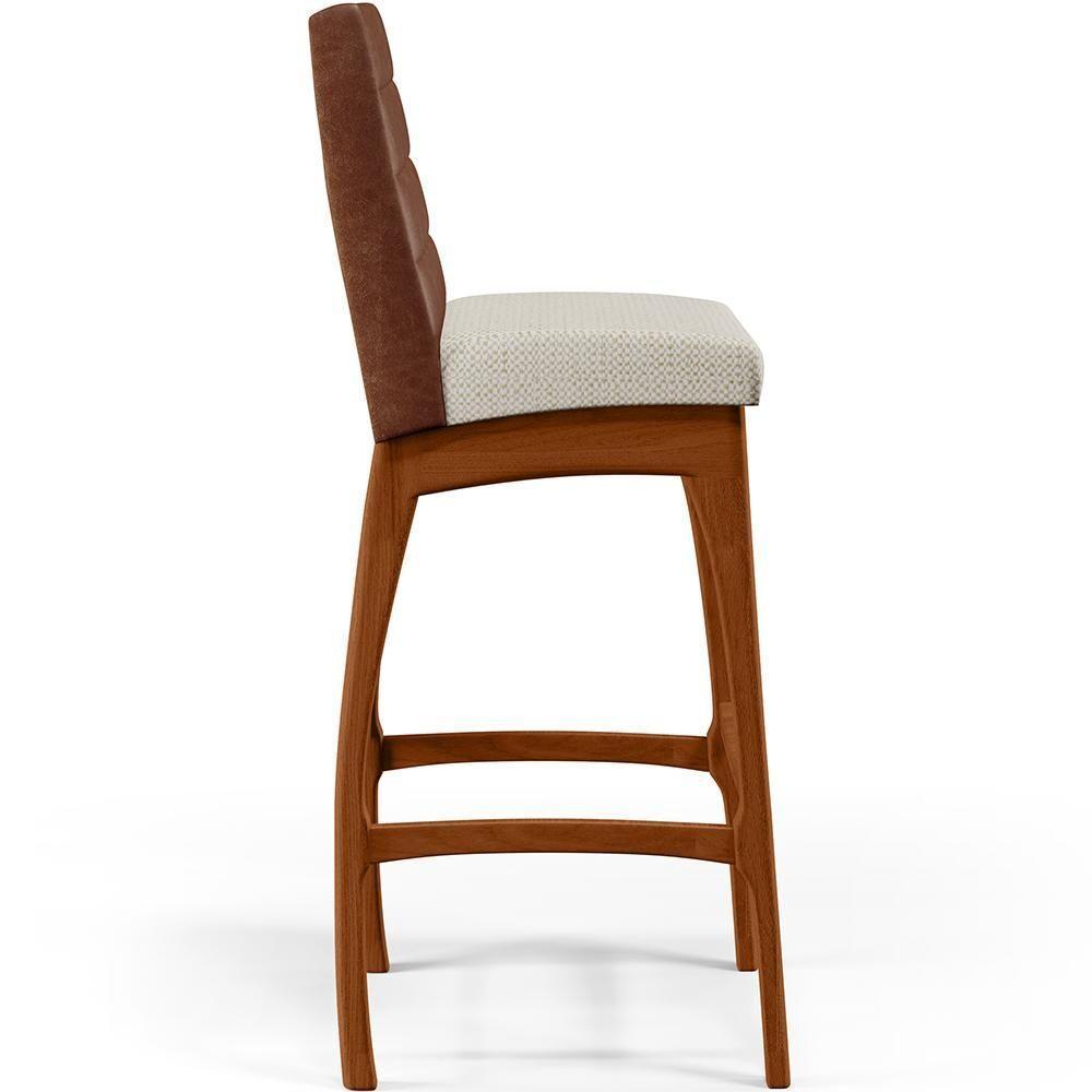 Kit 06 Banquetas Altas Mila Marrom Linho Champagne - 4