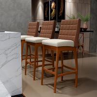 Kit 06 Banquetas Altas Mila Marrom Linho Champagne - 9