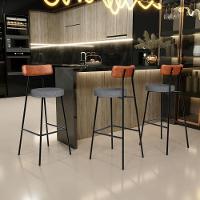 Banqueta Alta Bar Cozinha Sala De Jantar Milão L02 Couríssimo Camel Linho Cinza Escuro - Lyam Decor - 2