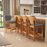 Kit 05 Banquetas Baixa Bar Cozinha E Sala De Jantar Fixa Betta L02 Imbuia Linho Cinza Escuro - 7