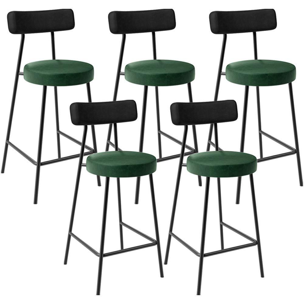 Kit 05 Banquetas Baixa Cozinha Sala Jantar Bancada Milão L02 Couríssimo Preto Verde - Lyam Decor - 1